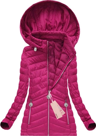 PIKOWANA KURTKA Z KAPTUREM AMARANTOWA (W622BIG)