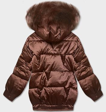 Krótka kurtka oversize brązowa (H-1109-79)