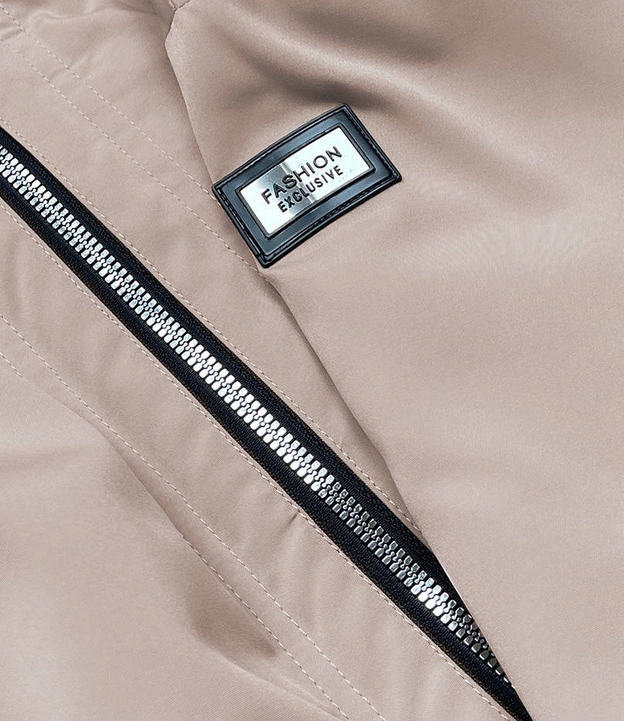 Kurtka damska z kapturem nude (B8100-51)