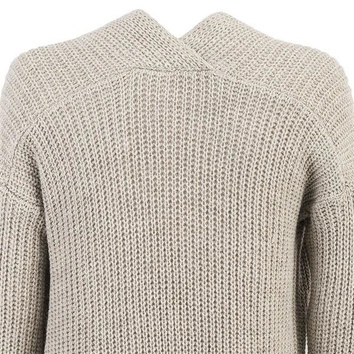 GRUBY KARDIGAN Z KIESZENIAMI BEŻOWY CIEMNY (SW500)