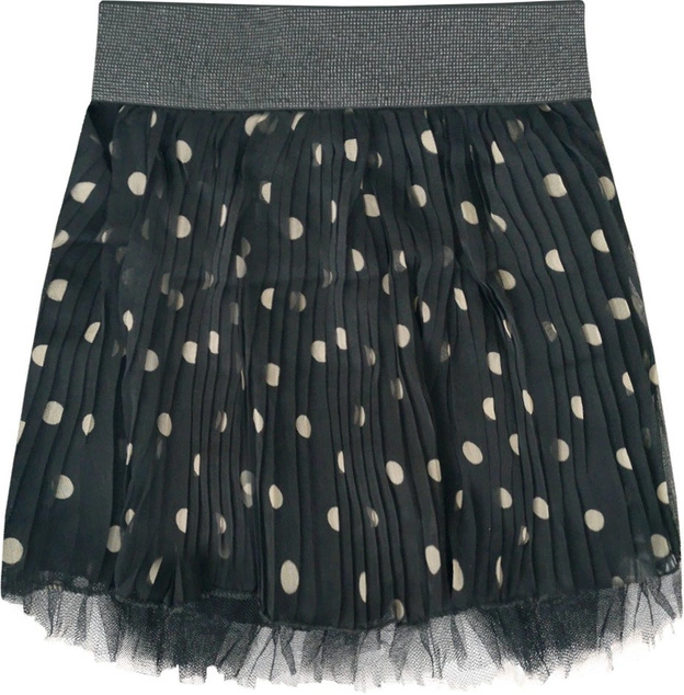 PLISOWANA SPÓDNICA MINI W GROSZKI CZARNO-BEŻOWA (380ART)