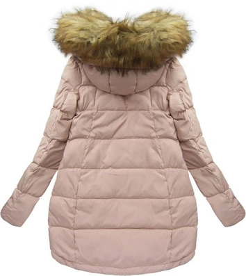 KURTKA Z PUCHEM NATURALNYM ŁOSOSIOWA (8062)