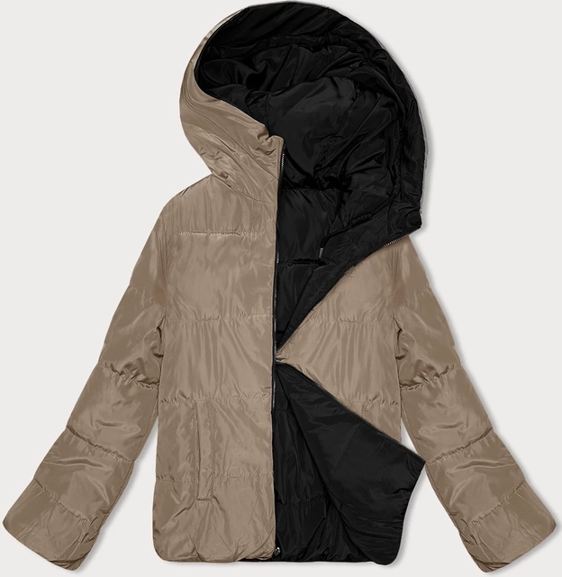 Krótka dwustronna kurtka damska S'west czarny-beż (B8182-1012)