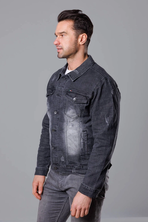 Jeansowa kurtka męska czarna (MJ525N)