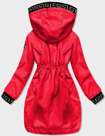 Cienka kurtka damska z ozdobną lamówką czerwona (B8141-4)