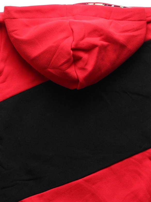 DŁUŻSZA BLUZA Z KAPTUREM CZERWONO-CZARNA (549A)