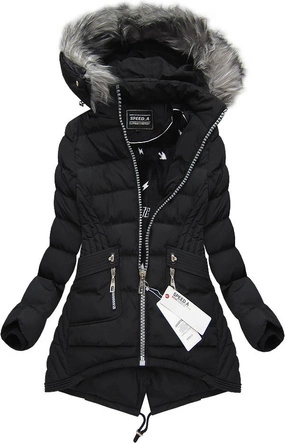 ASYMETRYCZNA KURTKA Z KAPTUREM CZARNA (W813)