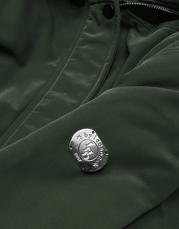 Zimowa parka damska na futrze zielona (m21312)