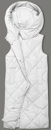 Długa kamizelka damska oversize biała (5M3165-281)