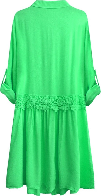 BAWEŁNIANA SUKIENKA KOSZULOWA LIMONKOWA (307ART)