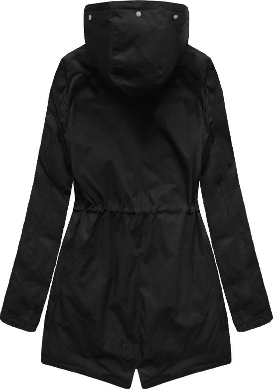 DWUSTRONNA ZIMOWA PARKA DAMSKA Z KAPTUREM CZARNO-RÓŻOWA (B2636)