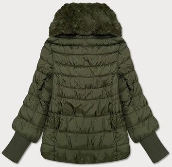 KURTKA DAMSKA  Z FUTRZANYM SZALIKIEM KHAKI (1587)