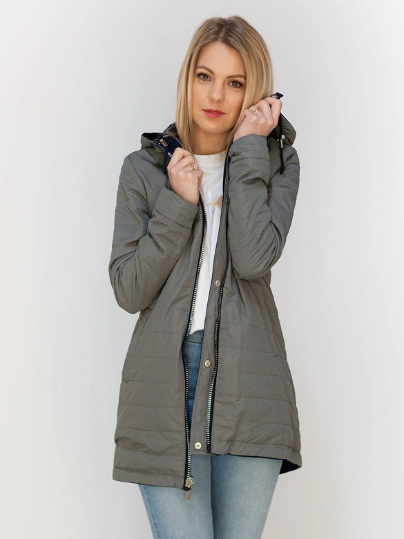 DWUSTRONNA PARKA Z KAPTUREM GRANATOWO-SZARA (W303)