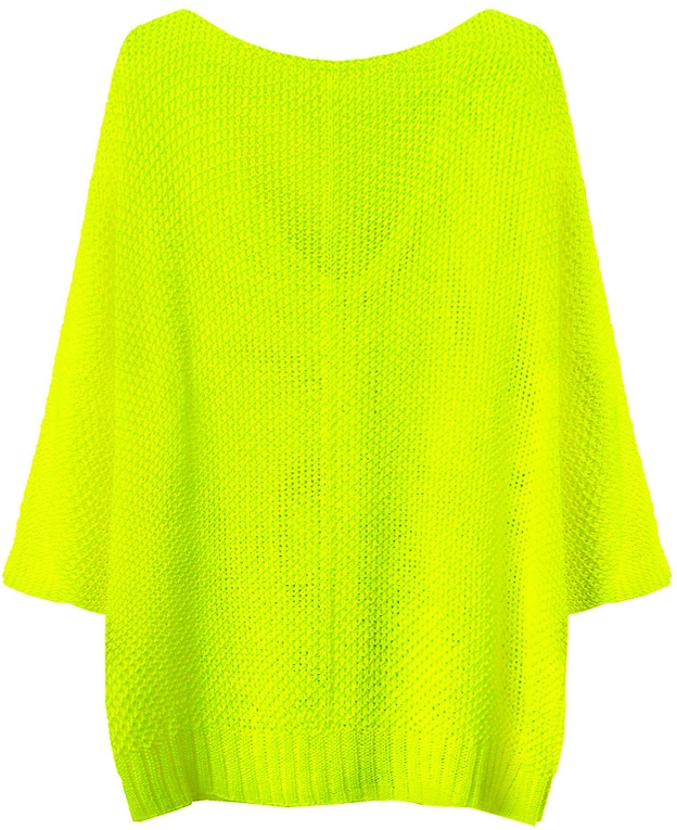 KRÓTKI AŻUROWY SWETER NEONOWY ŻÓŁTY (281ART)