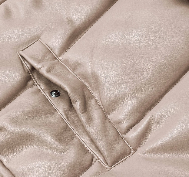 CIEPŁA KAMIZELKA DAMSKA Z EKOSKÓRY BEŻOWA (D-3231-62)