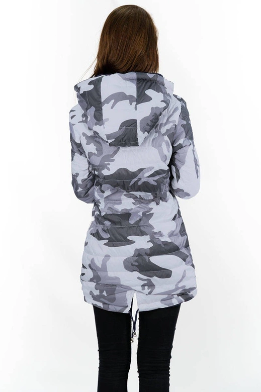 DWUSTRONNA PARKA DAMSKA Z KAPTUREM GRANAT-MORO (XW665X)