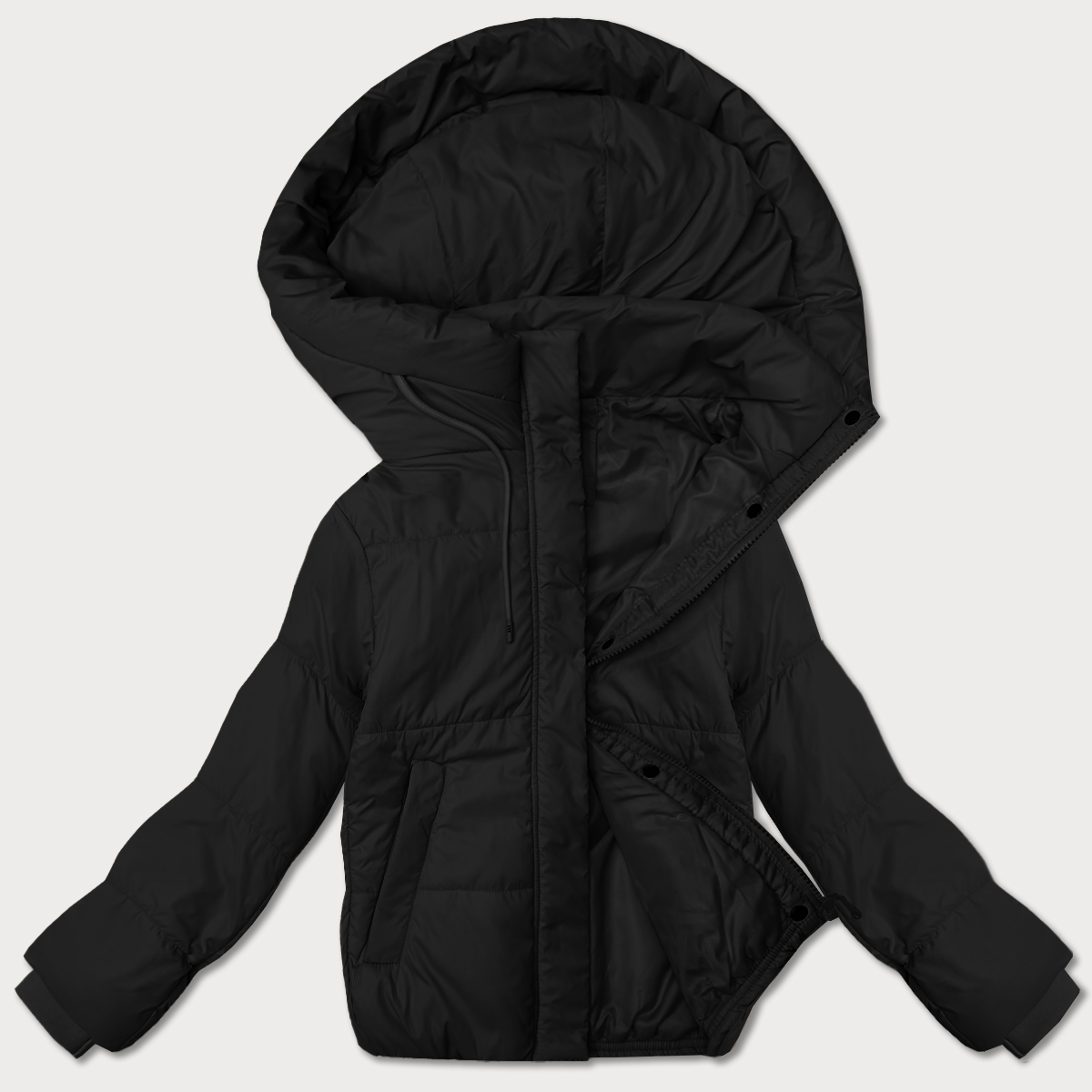 Krótka kurtka damska z kapturem J Style czarna (16M9237-392)