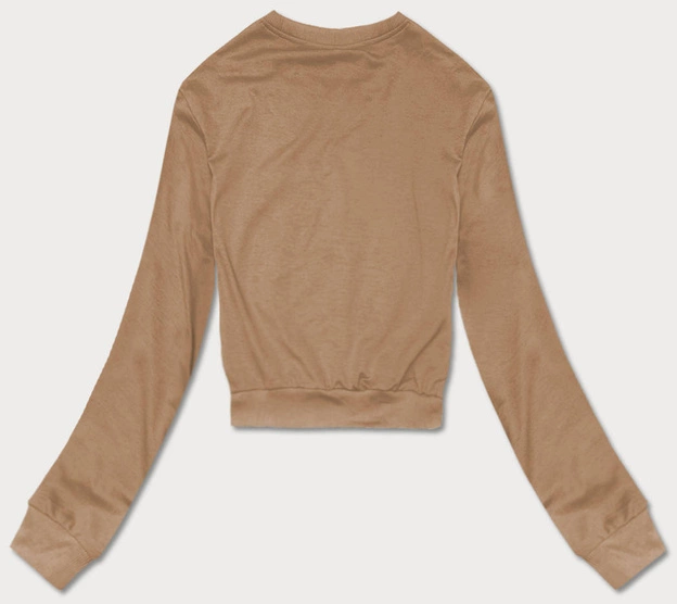 Cienka krótka bluza dresowa damska cappuccino (8B938-91)