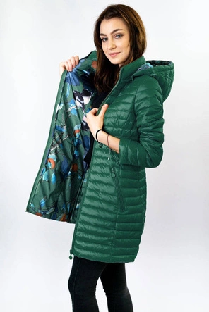DŁUŻSZA KURTKA DAMSKA PIKOWANA ZIELONA (7178)