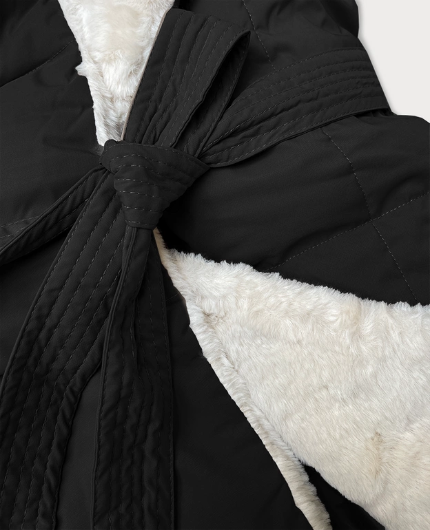 Kurtka damska ze stójką obszyta futerkiem J Style czarna (16M9165-392)