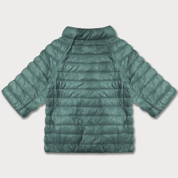 Dwustronna kurtka damska plus size z rękawem 3/4 Minority ciemny miętowy/kwiaty (M23-7010-253)