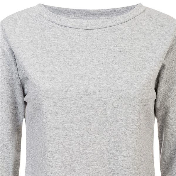 BLUZA Z APLIKACJĄ NA RAMIENIU SZARY MELANŻ (1057)