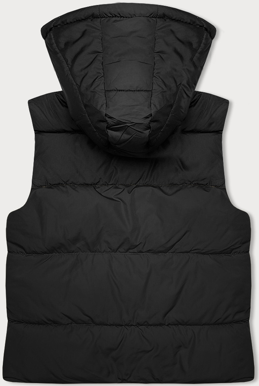 Krótka kamizelka damska z kapturem j.style czarna (16M9112-392)