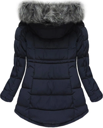 ASYMETRYCZNA KURTKA Z KAPTUREM GRANATOWA (W510)