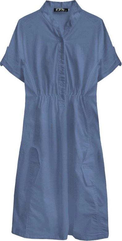 BAWEŁNIANA SUKIENKA KOSZULOWA CIEMNONIEBIESKA (1052)