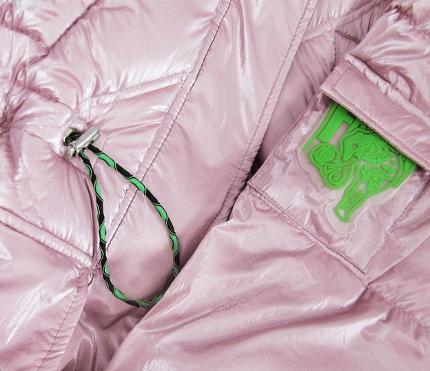 BŁYSZCZĄCA PIKOWANA KURTKA DAMSKA ZIMOWA RÓŻOWA (977)