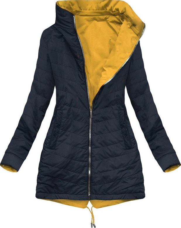 DWUSTRONNA PARKA Z KAPTUREM ŻÓŁTO-GRANATOWA (W306)