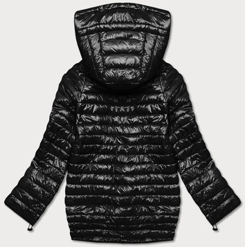 Asymetryczna kurtka damska z kapturem czarna (pc-6106-1)