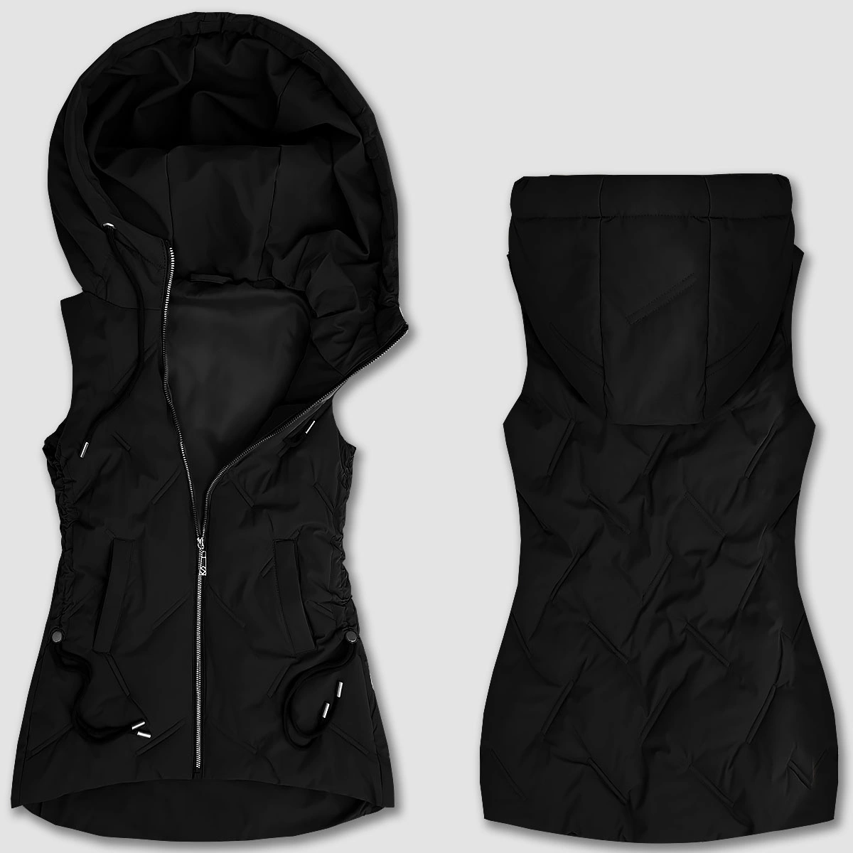 Kamizelka damska ze ściąganymi bokami S'West czarna (B8381-1)