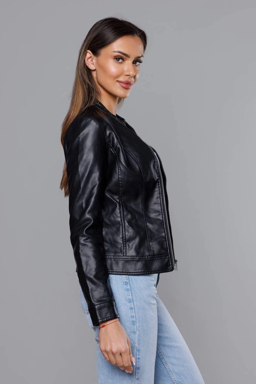 Kurtka ramoneska ze stójką czarna (11Z8051)