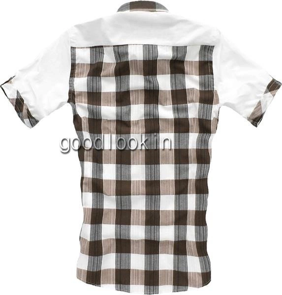 KOSZULA NA KRÓTKI RĘKAW JEEL Jeans BRĄZOWA (3113)