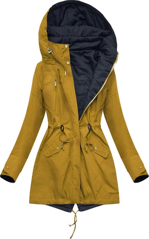DWUSTRONNA PARKA Z KAPTUREM ŻÓŁTO-GRANATOWA (W303)