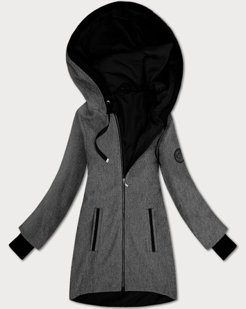 Cienka kurtka damska na podszewce S'West czarna-paseczki (B8541-1)