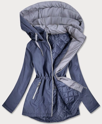 KURTKA DAMSKA Z KAPTUREM NIEBIESKA (B2660-36032)