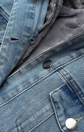 Damska kurtka jeansowa z futrzaną podpinką niebiesko-szara (br9588-5009)