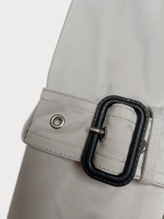 Klasyczny trencz do połowy uda jasny beż (1806#-12)