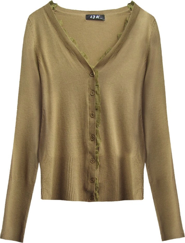 KLASYCZNY SWETEREK Z KORONKĄ KARMELOWY (X1537X)