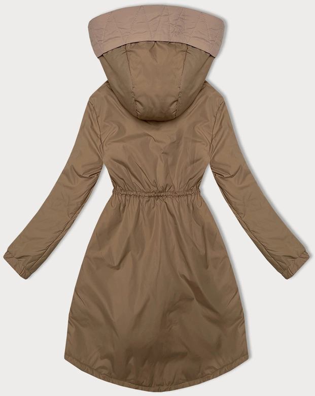 Kurtka damska ze ściągaczem w talii S'West ciemny beżowy (B8352-12)