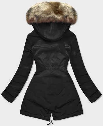 Dwustronna kurtka damska czarno- brązowa (w555)