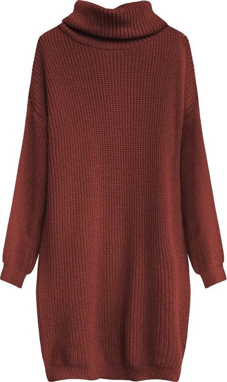 SWETERKOWA SUKIENKA OVERSIZE CEGLANA (473ART)