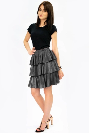 BŁYSZCZĄCA SPÓDNICA MINI SREBRNA (508ART)