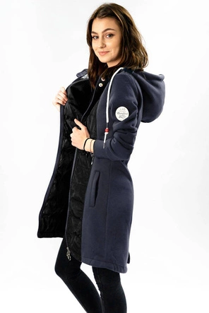 Długa bluza damska z kapturem grafitowo-czarna (532)