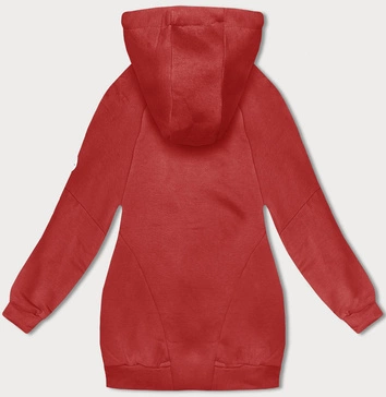 Luźna długa bluza damska ze ściągaczami czerwona (AMG-332A)