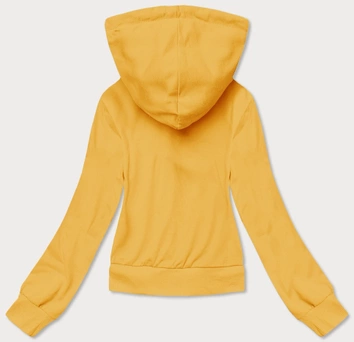 Krótka bluza dresowa z kapturem żółta (8B939-117)