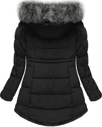 ASYMETRYCZNA KURTKA Z KAPTUREM CZARNA (W510)