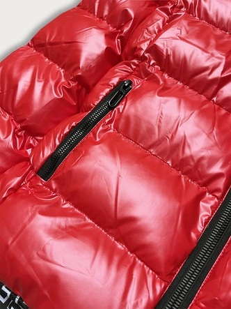 Metaliczna kurtka damska z kapturem czerwona (xw808x)